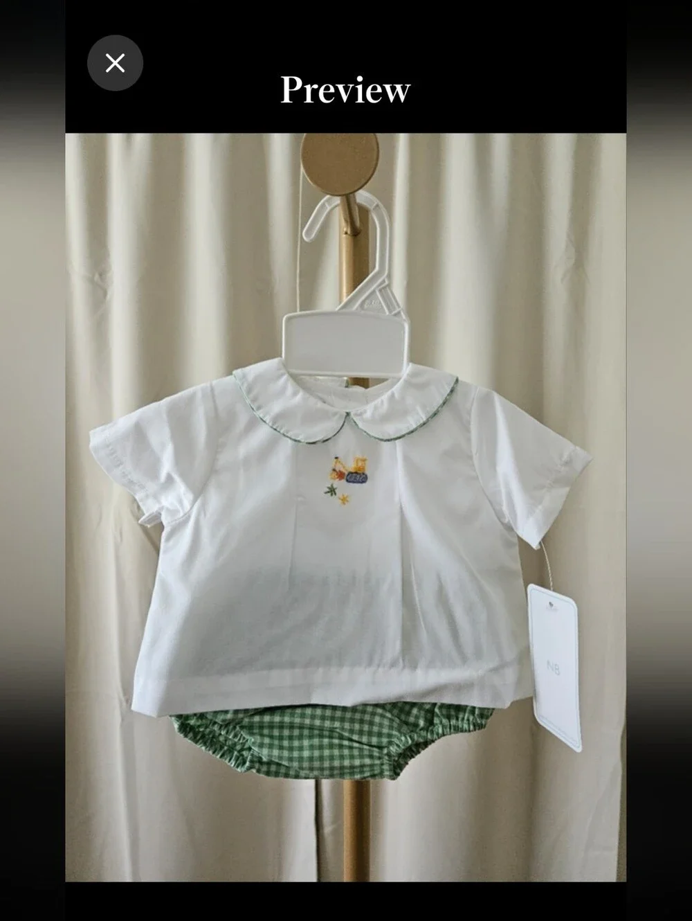 Petit Ami Baby Boy 2pc Gingham Bloomer Set NB